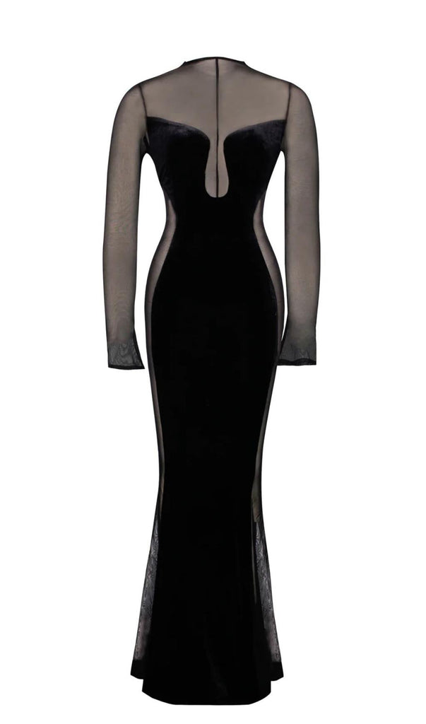 LONG SLEEVES LACE MAXI DRESS styleofcb XS BLACK 