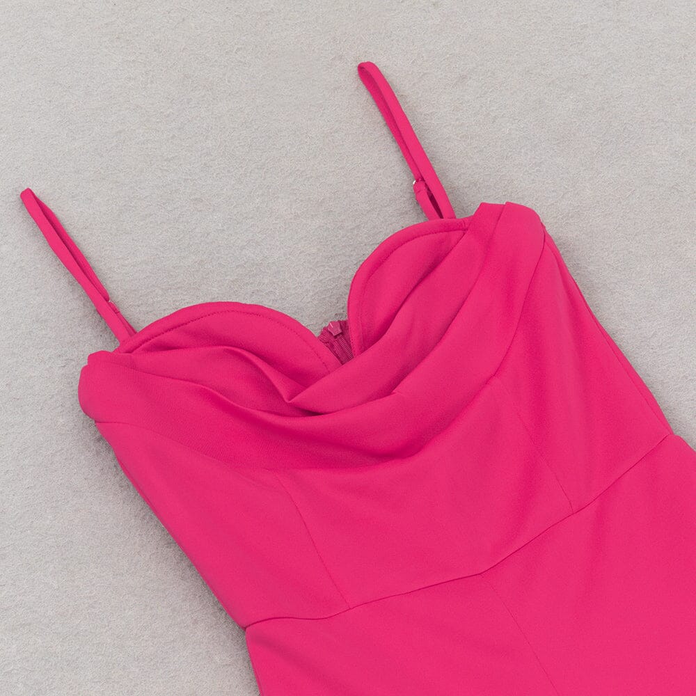 BANDAGE V NECK JUMPSUIT IN ROSE RED-DRESS-Oh CICI SHOP