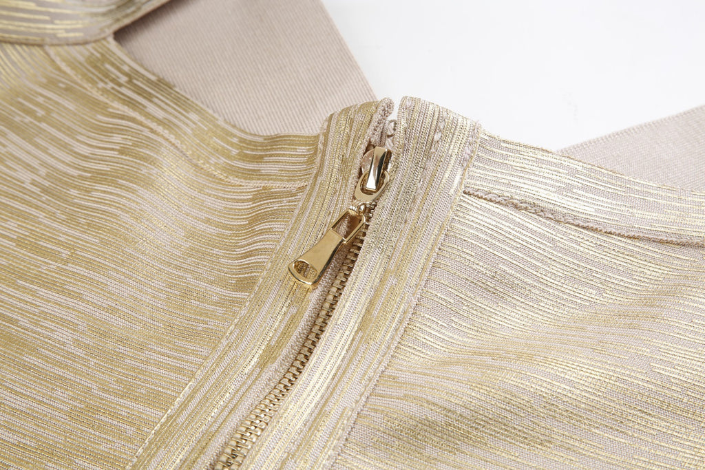 MARYAM METALLIC GOLD COCKTAIL DRESS-Dresses-Oh CICI SHOP