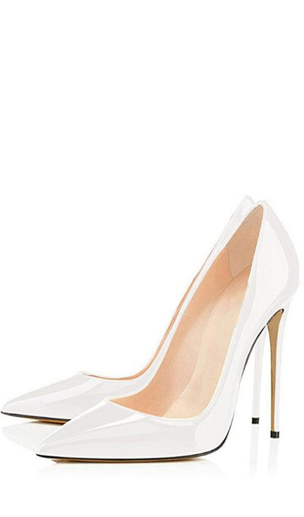WHITE STILETTO HIGH HEEL SHOES-Shoes-Oh CICI SHOP