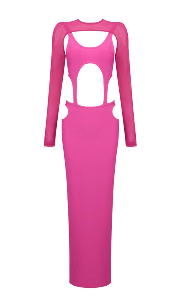 CUT OUT HIP WRAP MIDI DRESS IN PINK-DRESS-Oh CICI SHOP