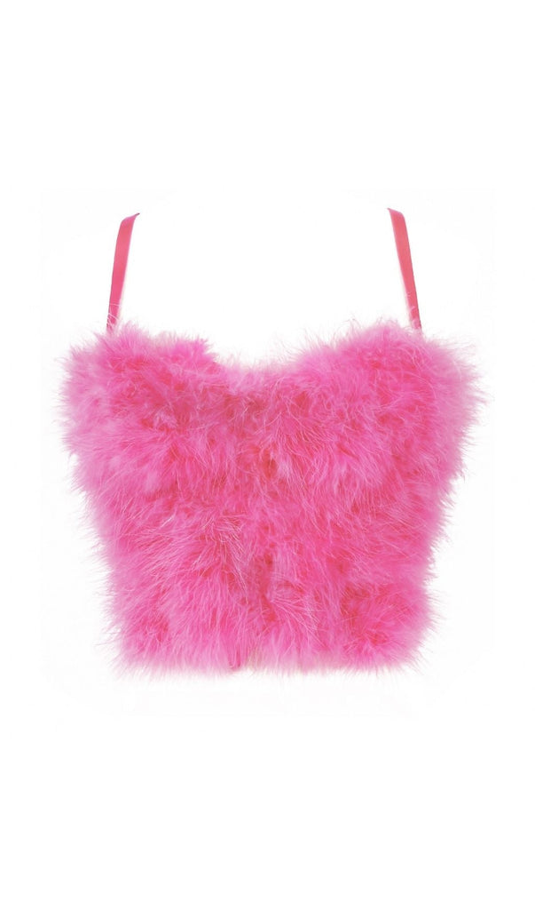 PINK FEATHER CORSET TOP-Oh CICI SHOP