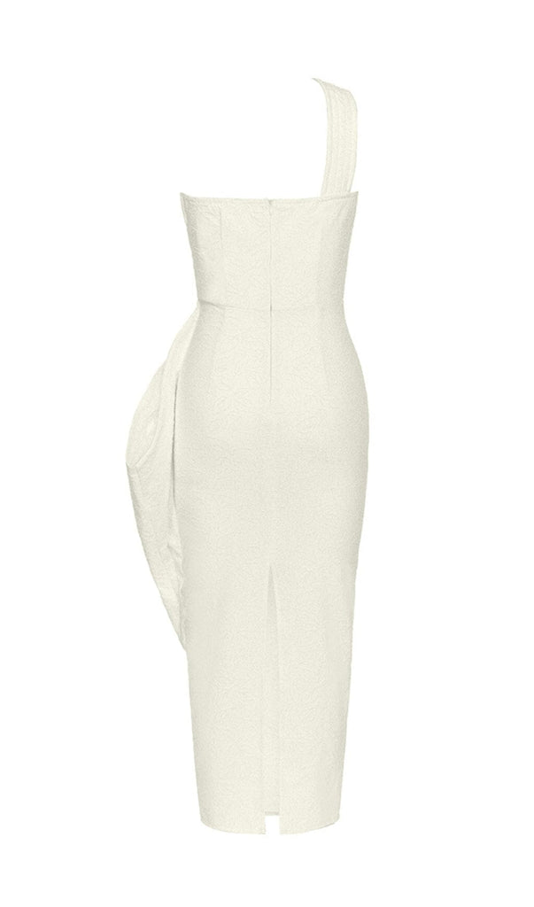 LEAF EMBROIDERY MIDI DRESS IN WHITE styleofcb 