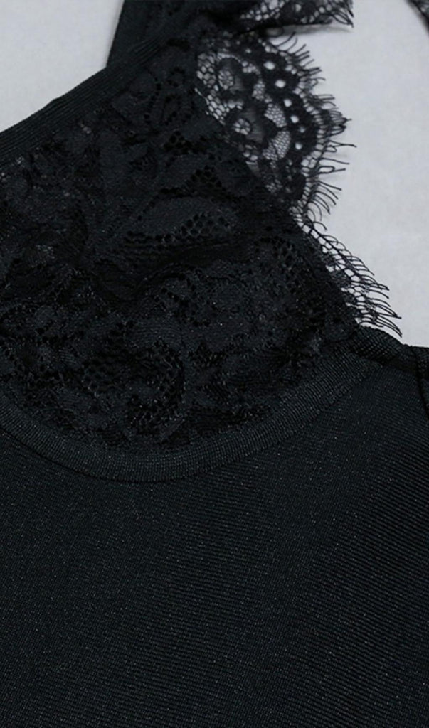 BLACK LACE MIDI BANDAGE DRESS-Dresses-Oh CICI SHOP