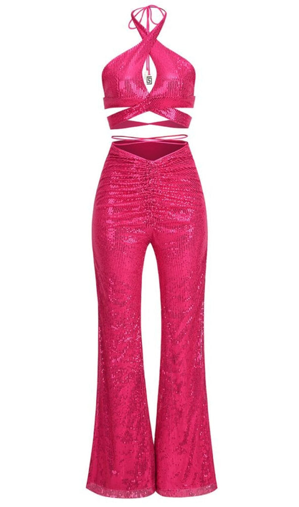SEQUIN HOLLOW OUT SUIT IN PINK-DRESS-Oh CICI SHOP