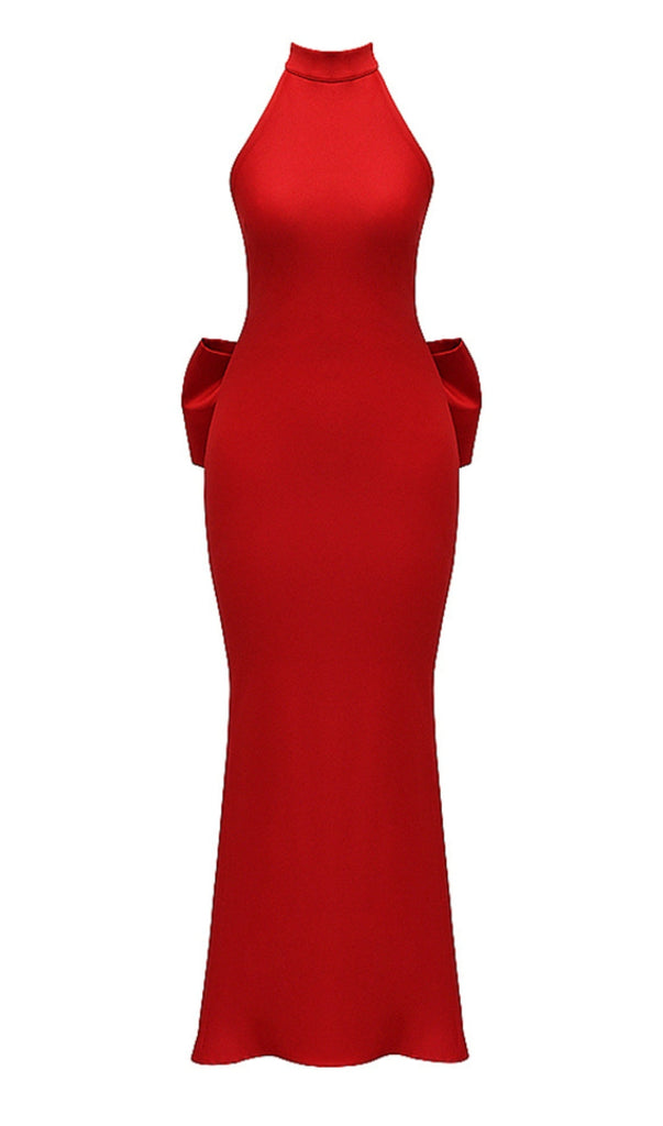 RED SATIN CORSET MAXI DRESS-Dresses-Oh CICI SHOP