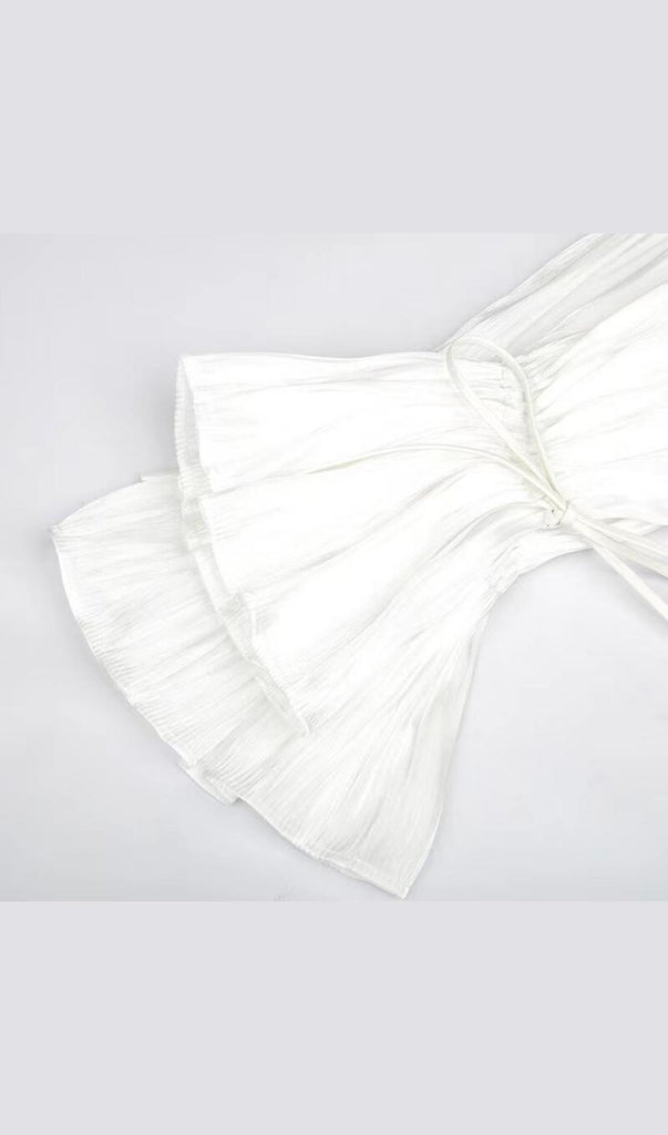 WHITE LLACE SLEEVE STITCHING BANDAGE DRESS-Dresses-Oh CICI SHOP