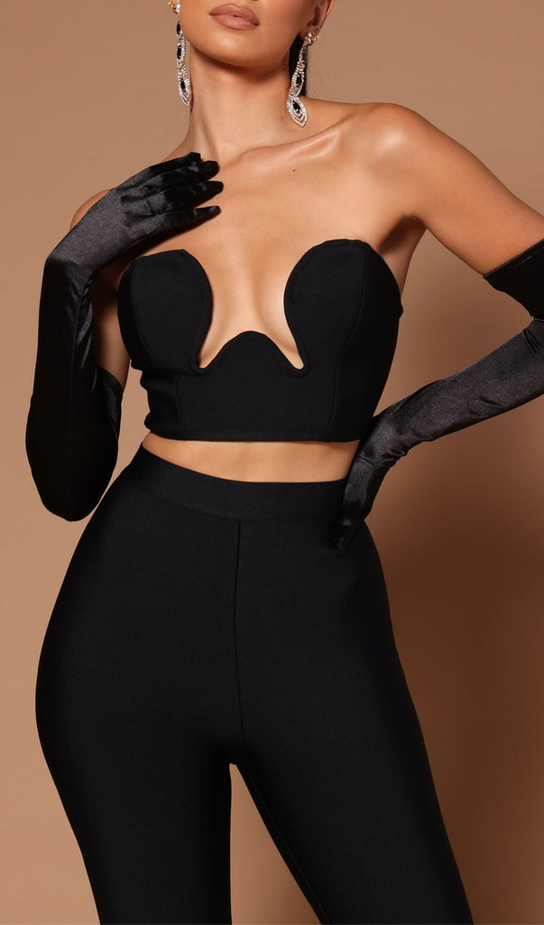BANDAGE CUTOUT THREE PIECES SUIT IN BLACK-Oh CICI SHOP