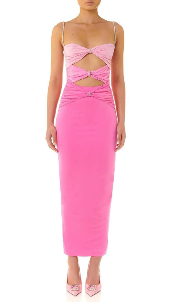 GRADIENT PINK HOLLOW OUT MAXI DRESS-Oh CICI SHOP
