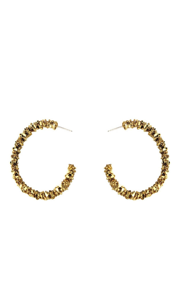 18K GOLD MENTAL FACET HOOP EARRINGS-Earrings-Oh CICI SHOP