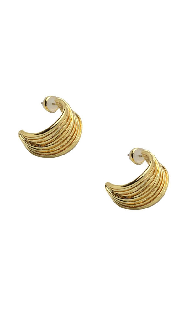 18K GOLD C-SHAPED STUD EARRINGS-Earrings-Oh CICI SHOP