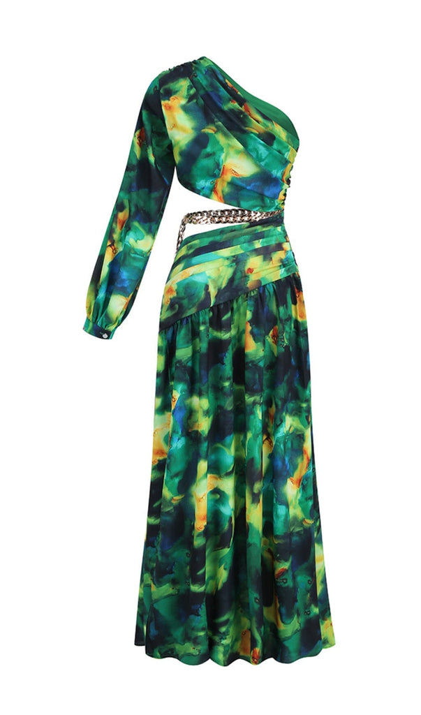 LONG SLEEVE MAXI DRESS IN GREEN-Oh CICI SHOP