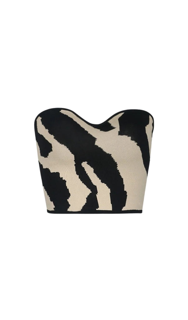 COW PATTERN SLEEVELESS TUBE TOP-Shirts & Tops-Oh CICI SHOP