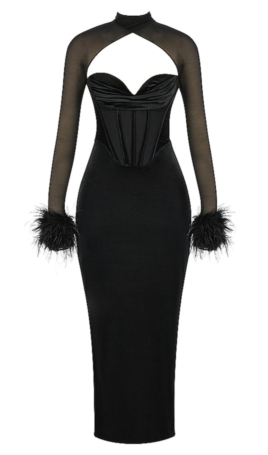 Z Zoctuo Velvet Black Velvet Corset Top Maxi Dress Black, 2023