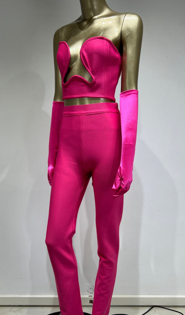 BANDAGE CUTOUT THREE PIECES SUIT IN PINK-Oh CICI SHOP