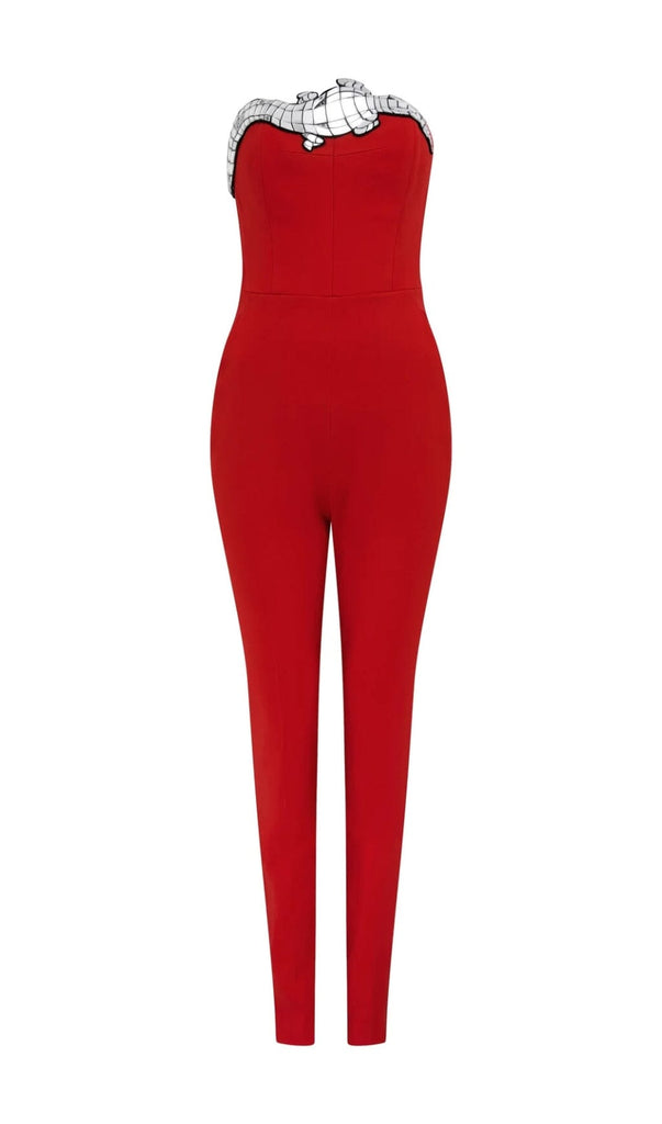 SEQUIN BANDAGE JUMPSUIT IN RED DRESS OH CICI 
