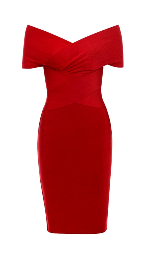 RED STRAPLESS BANDAGE MINI DRESS-Dresses-Oh CICI SHOP