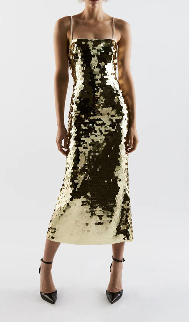 SEQUIN SLIP MIDI DRESS IN METALLIC DRESS OH CICI 