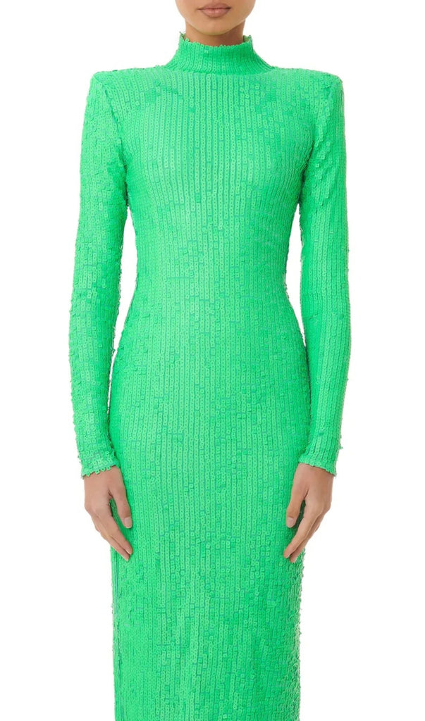 Sequin Backless Midi Dress - Green-Dresses-Oh CICI SHOP