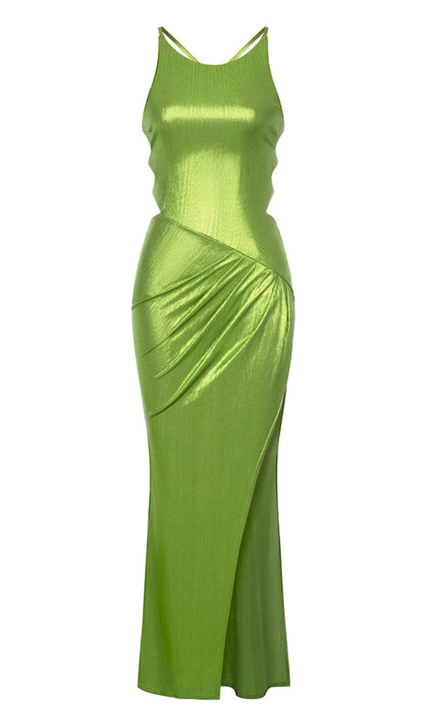 STRAPPY THIGH SLIT MIDI DRESS IN GREEN DRESS OH CICI 