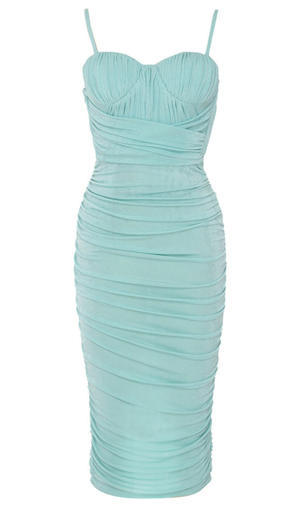 STRAPY WAIST-TIGHTENING COREST DRESS IN MINT GREEN-DRESS-Oh CICI SHOP