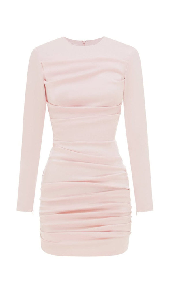 PLEATED SLIM-FIT DRESS IN NUDE PINK-Oh CICI SHOP
