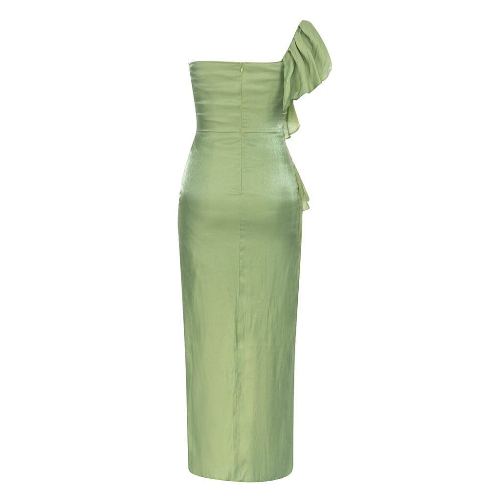 SATIN FOREST CORSET MAXI DRESS IN GREEN-DRESS-Oh CICI SHOP