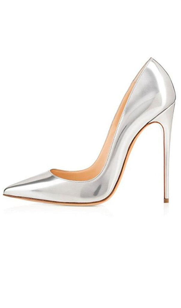 SILVER STILETTO HIGH HEEL SHOES-Shoes-Oh CICI SHOP