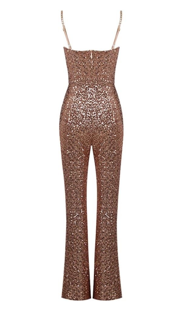 GLITTER STRAPPY JUMPSUIT IN GOLD DRESS OH CICI 