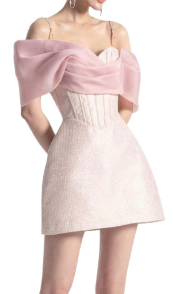 STRAP CORSET MINI DRESS IN PINK-Dresses-Oh CICI SHOP