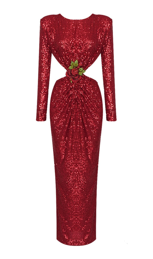 SEQUIN CUTOUT BACKLESS MAXI DRESS IN RED-DREESES-Oh CICI SHOP