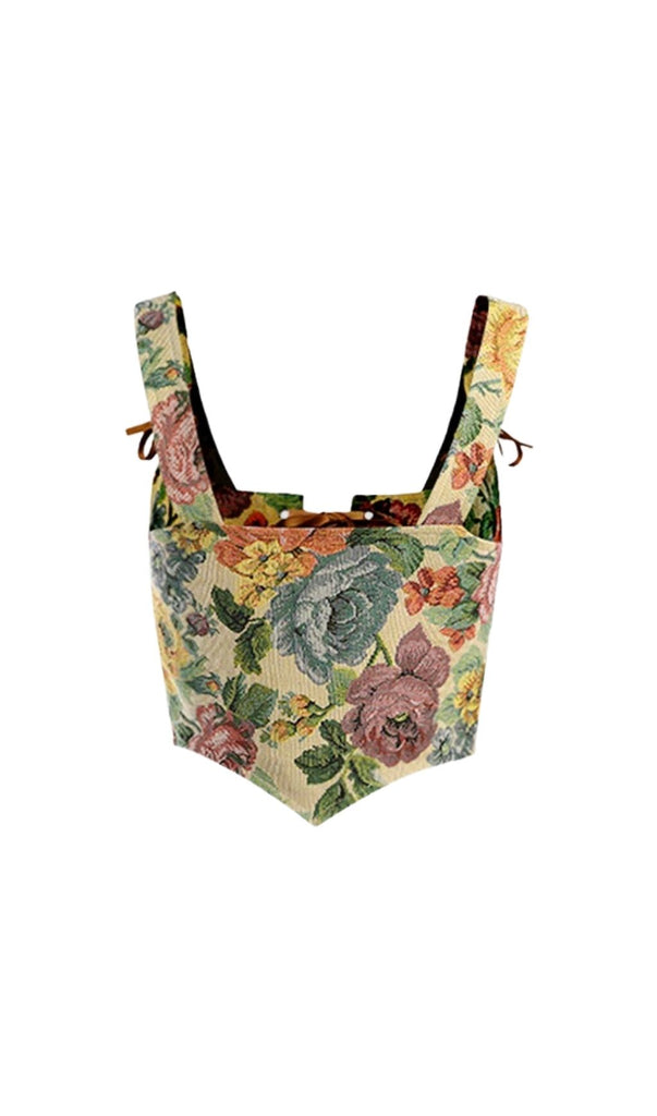 RETRO FLORAL EMBROIDERED STRAPS CAMI TOP-Shirts & Tops-Oh CICI SHOP