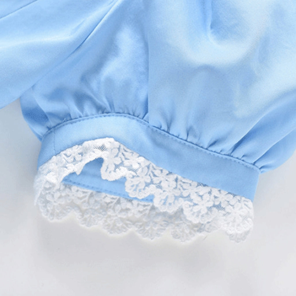 BLUE BUBBLE SLEEVES MINI DRESS-dress-Oh CICI SHOP
