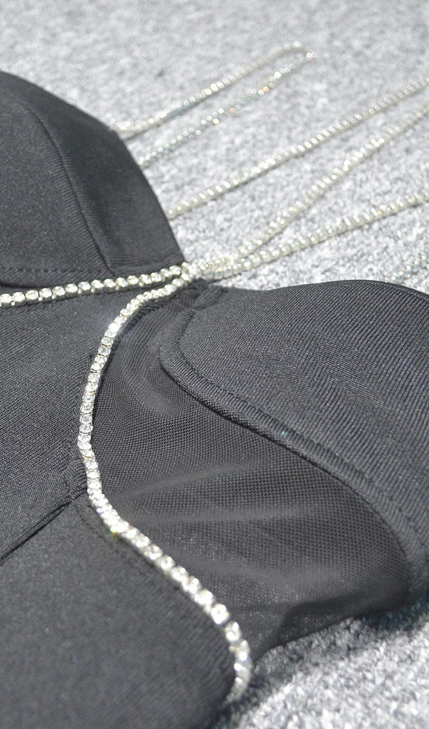 BLACK DIAMOND MESH MAXI BANDAGE DRESS-Dresses-Oh CICI SHOP