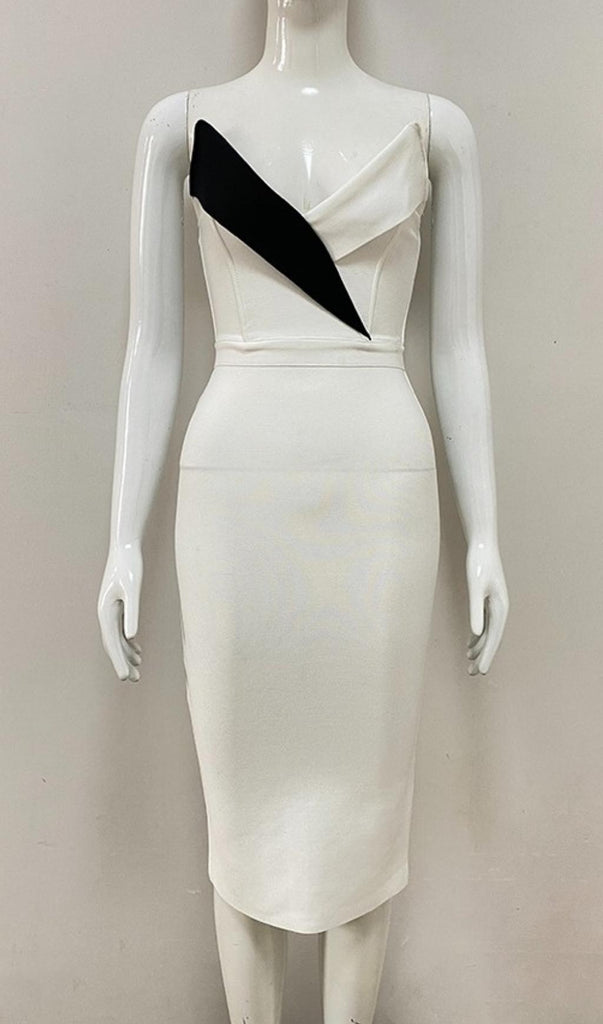 WHITE MIDI BANDAGE DRESS-Dresses-Oh CICI SHOP