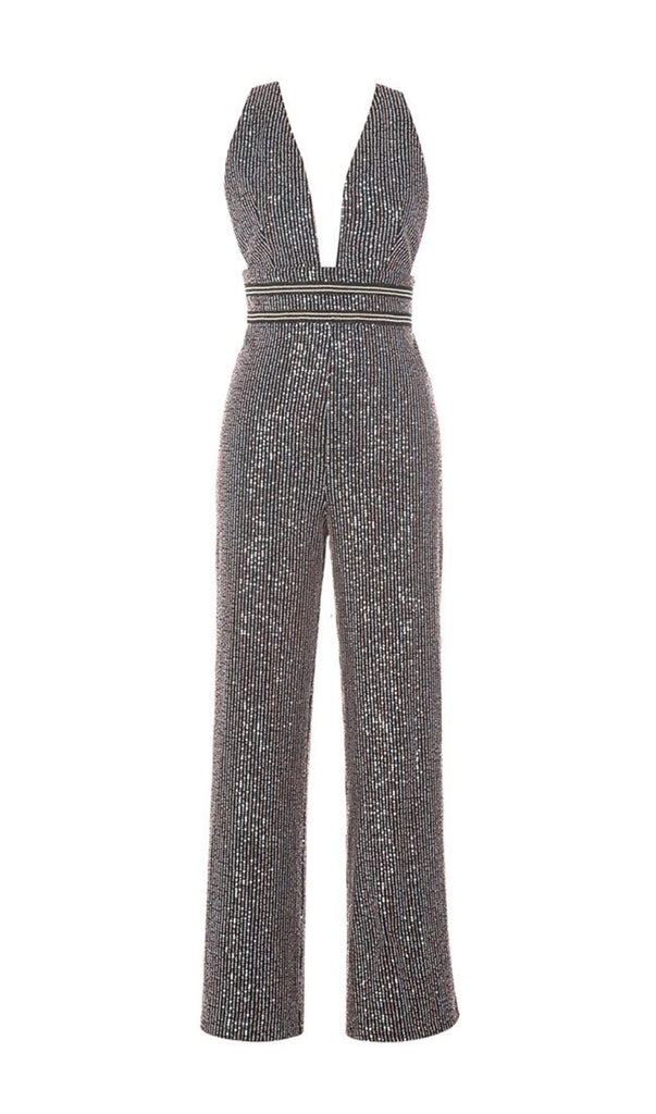 CUT OUT V NECK JUMPSUIT-Oh CICI SHOP