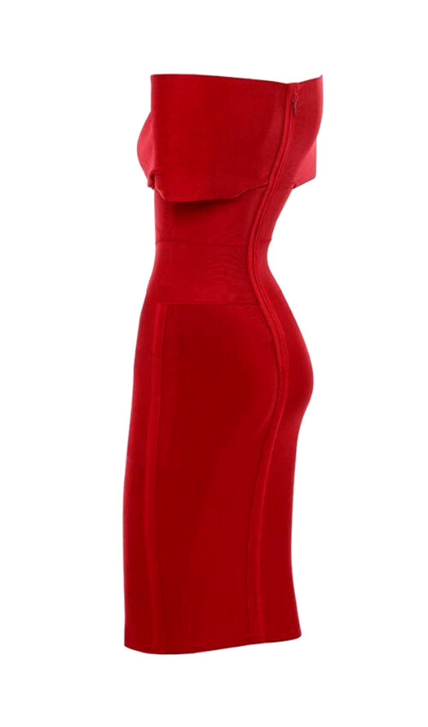 RED STRAPLESS BANDAGE MINI DRESS-Dresses-Oh CICI SHOP