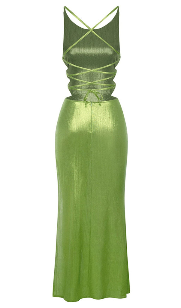 STRAPPY THIGH SLIT MIDI DRESS IN GREEN DRESS OH CICI 