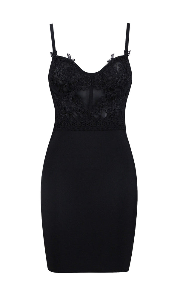 BANDAGE LACE STRAPPY MINI DRESS IN BLACK-Oh CICI SHOP