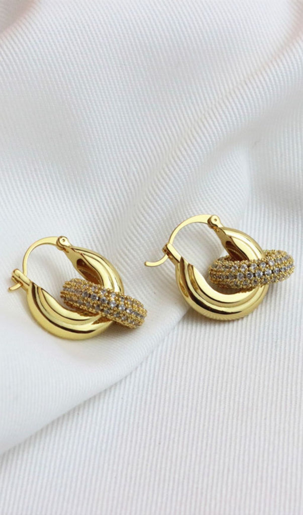 18K GOLD CRYSTAL HOOP EARRINGS-Earrings-Oh CICI SHOP