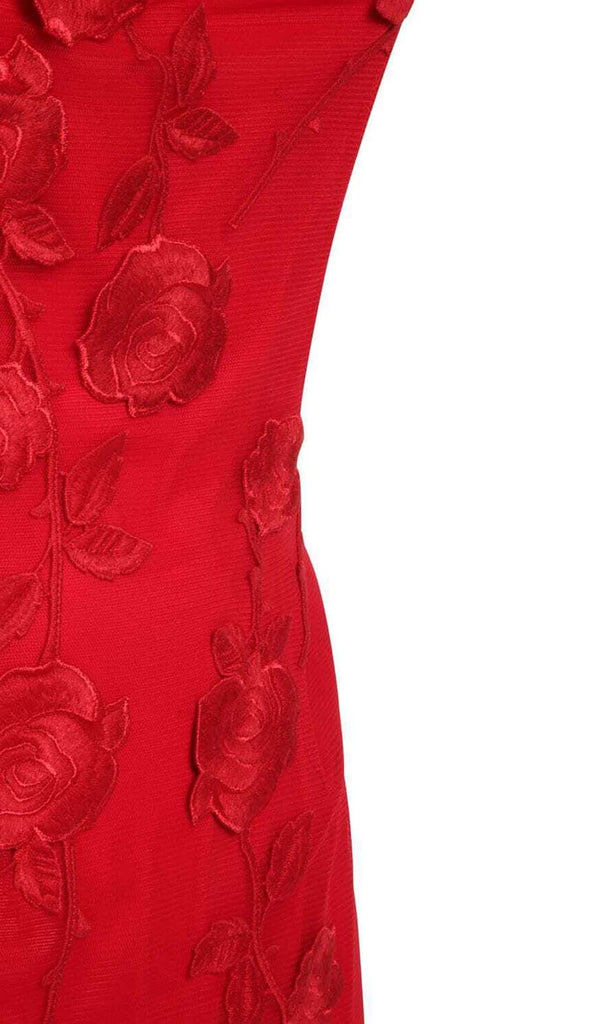 3D FLOWER SUSPENDER DRESS IN RED DRESS OH CICI 
