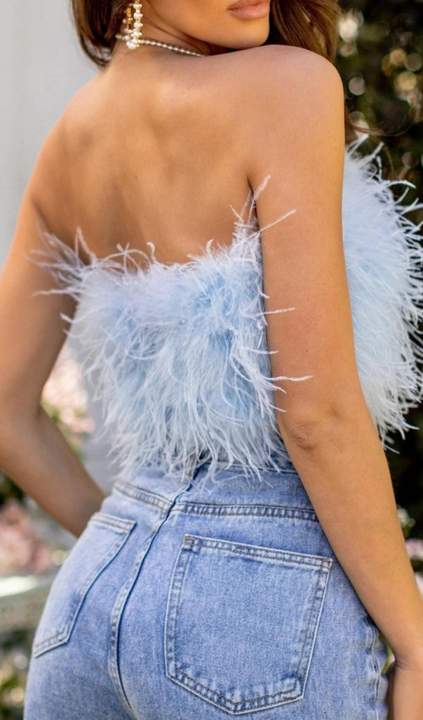 STRAPLESS FEATHER TOP-Shirts & Tops-Oh CICI SHOP