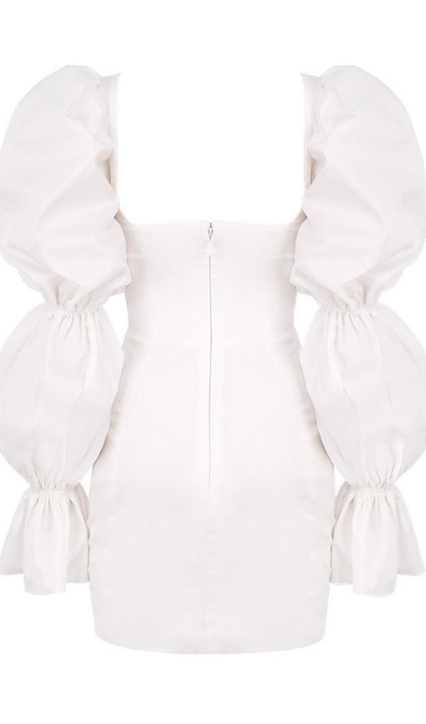 WHITE PUFF SLEEVE CORSET DRESS-Dresses-Oh CICI SHOP