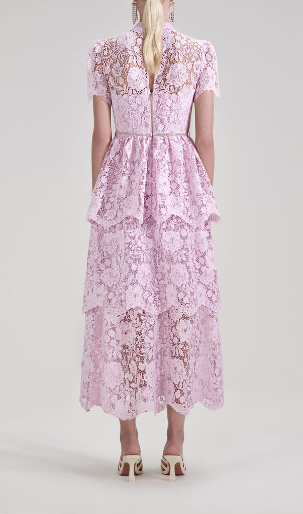 CORD LACE TIERED MIDI DRESS IN PINK DRESS oh cici 
