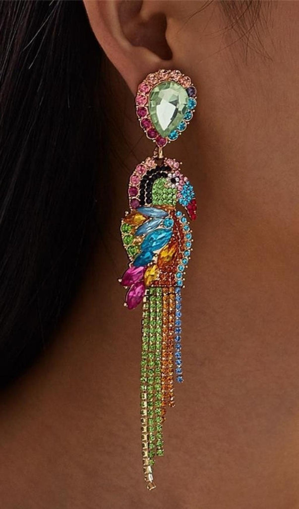 PARROT DIAMONATE EARRINGS-Jewelry-Oh CICI SHOP