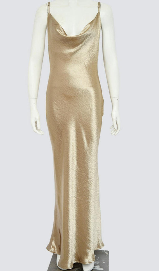 GOLD STRAPPY METALLIC MAXI DRESS-Dresses-Oh CICI SHOP