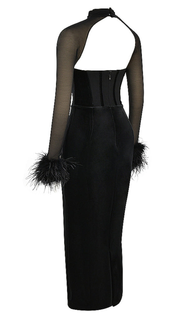 BLACK VELVET CORSET MAXI DRESS-Dresses-Oh CICI SHOP