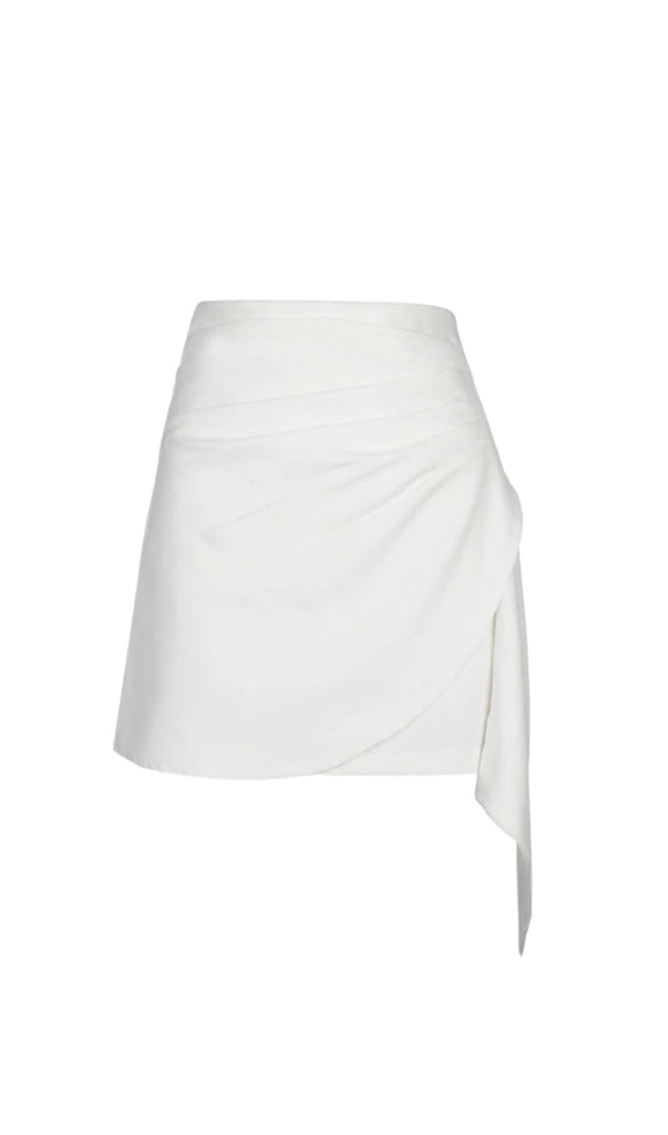 WHITE IRREGULAR SIDE SKIRT-Skirts-Oh CICI SHOP
