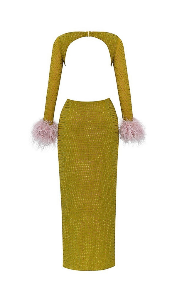 CHARTREUSE CRYSTALLISED MAXI DRESS-Oh CICI SHOP