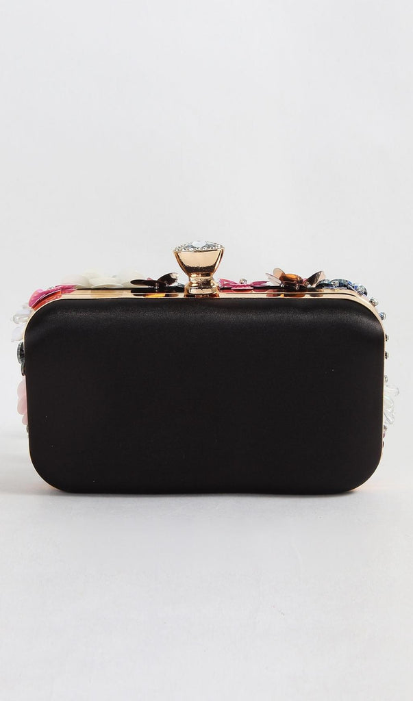 BLACK FLORAL EMBROIDERY CLUTCH-Bags-Oh CICI SHOP